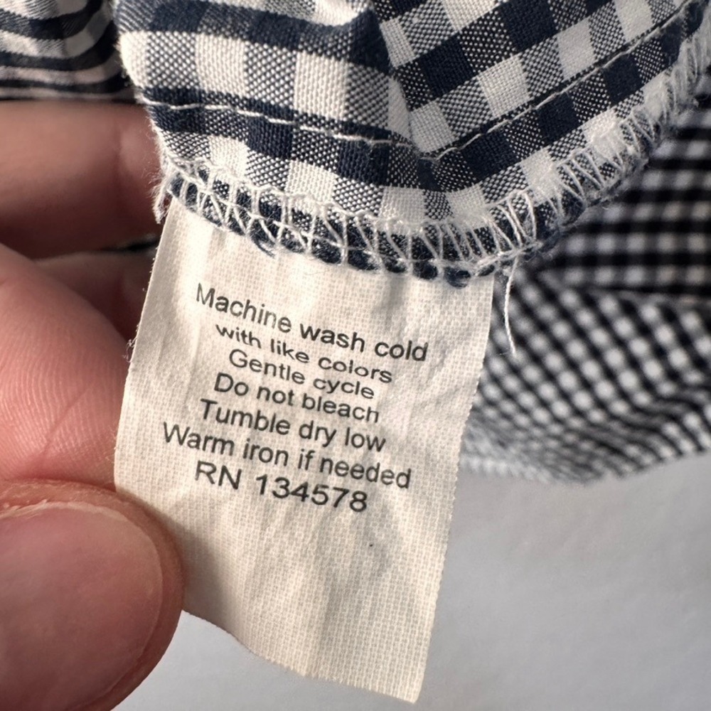 Vineyard Vines Gingham Shirt Dress Belted Roll Tab Sleeve Casual Blue White 0 - Picture 7 of 8